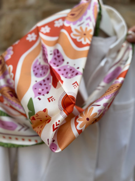 Ornement Silk Scarf- Carré 65