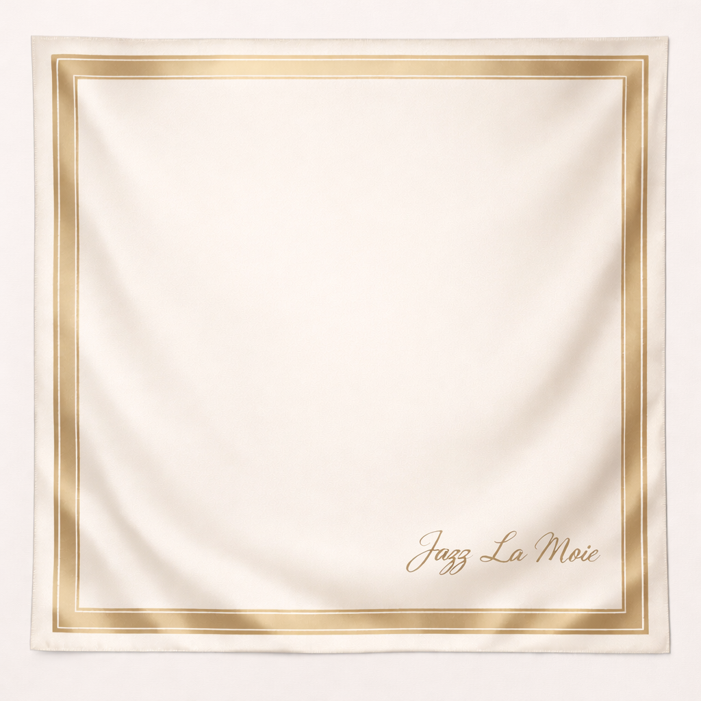 Classical silk twilly scarf by Jazz La Moie- Ivoire dorée