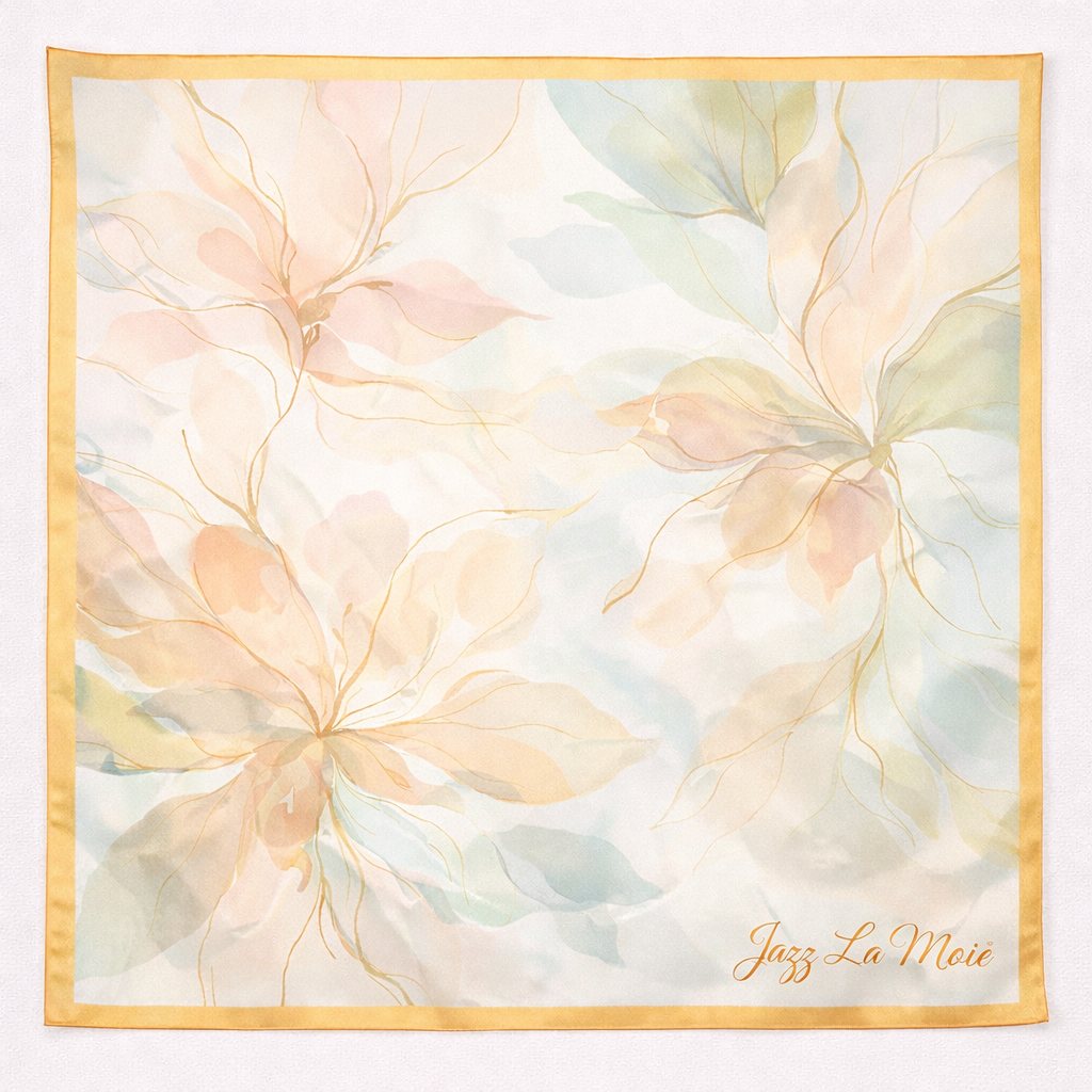 Aurore bloom silk twill scarf by Jazz La Moie
