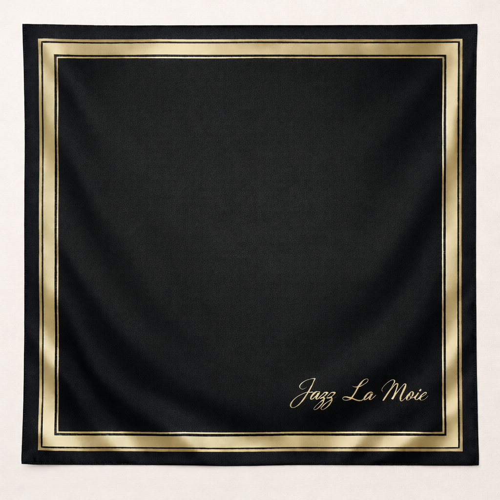Classical silk twilly scarf by Jazz La Moie- Noir Héritage
