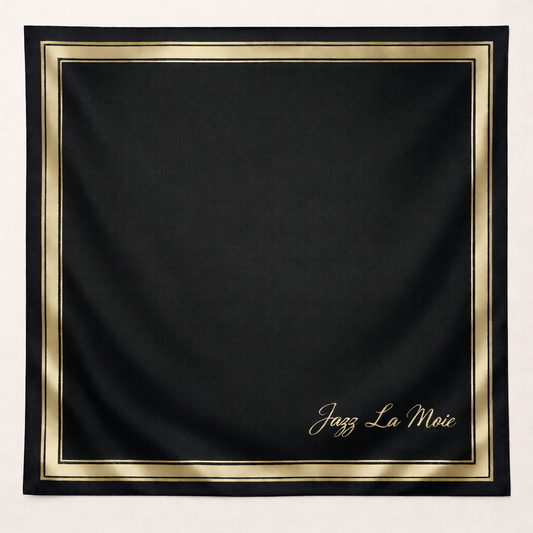 Classical silk twilly scarf by Jazz La Moie- Noir Héritage
