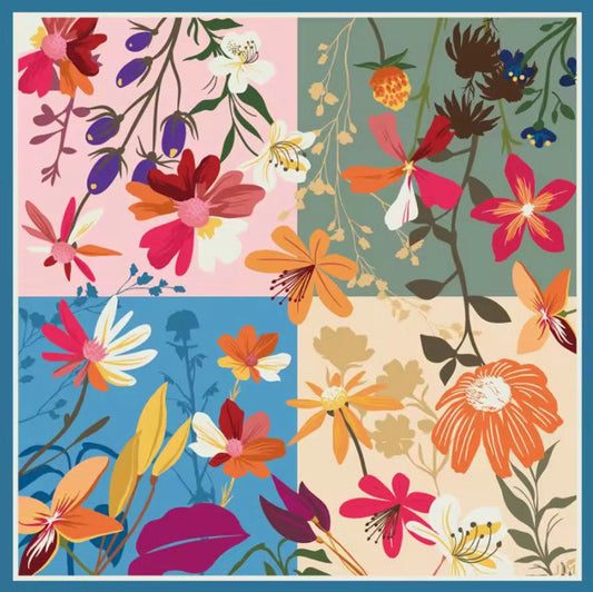 Floréa Luxury Silk Twill Scarf- Carré 65