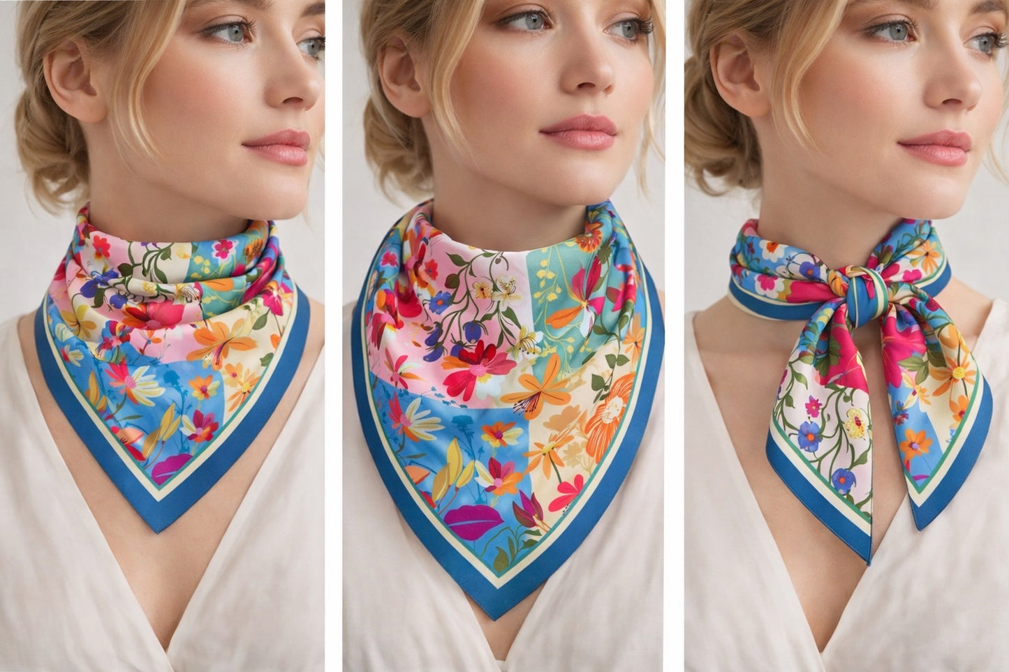 Floréa Luxury Silk Twill Scarf- Carré 65