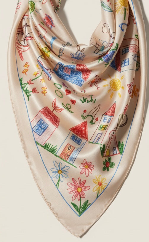 Signature Silk Scarf- Memory Frame