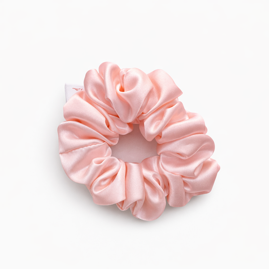 Jazz La Moie creamy pink mulberry silk scrunchie with soft shine and gentle hair-friendly finish