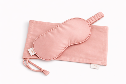 Jazz La Moie Rose Champagne mulberry silk eye mask in a silk bag
