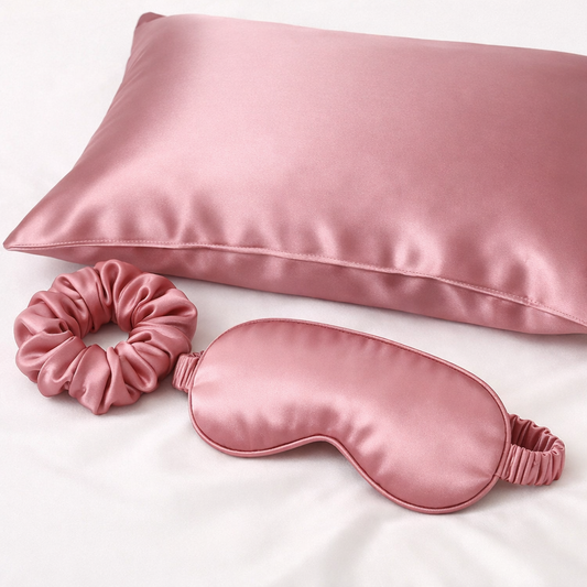 Pure mulberry silk pillowcase set 3 pcs in nostalgia rose for hair and skin care – Jazz La Moie