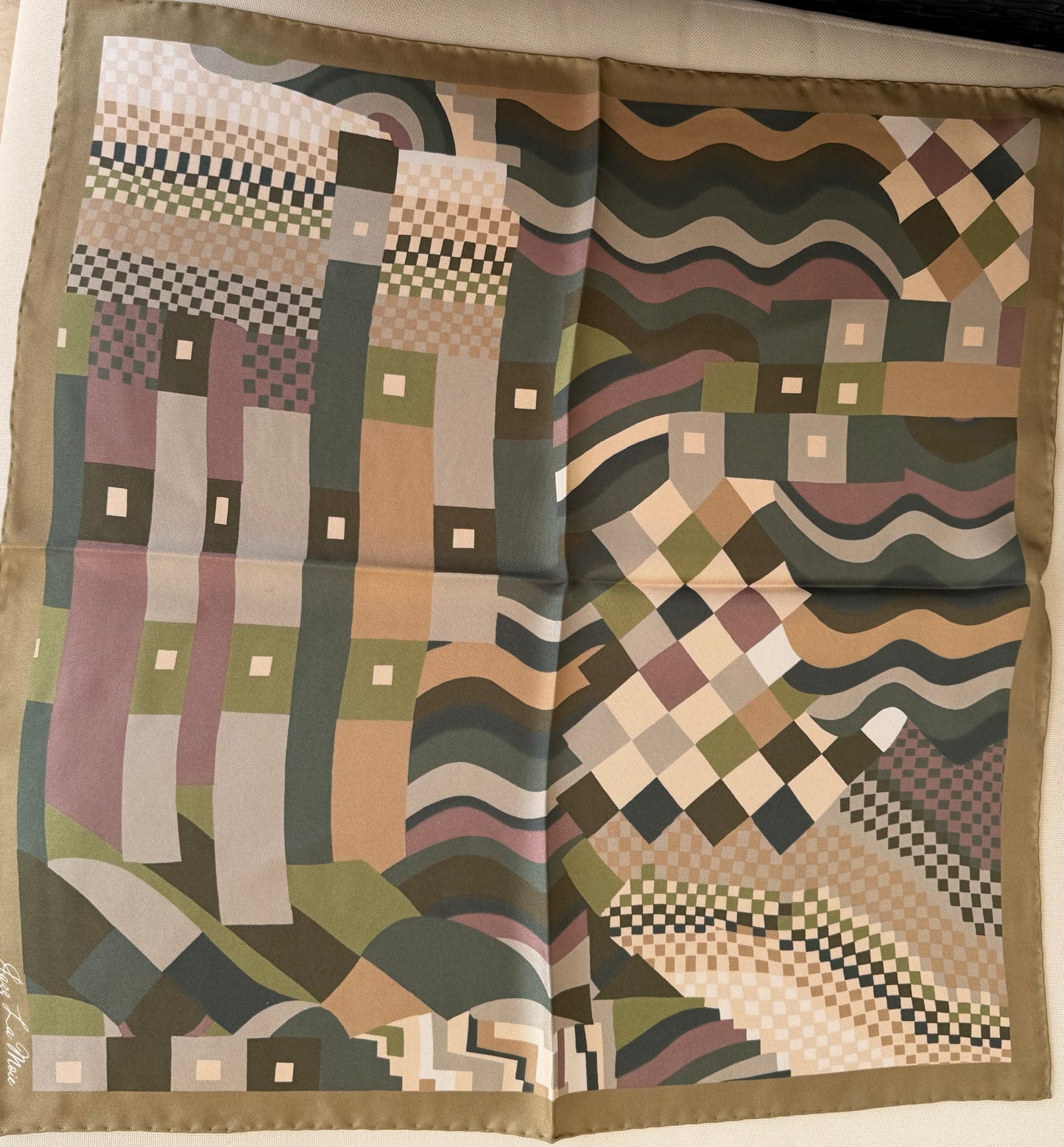 Mosaique Terre Silk Twill scarf 53x53 cm made in Uk